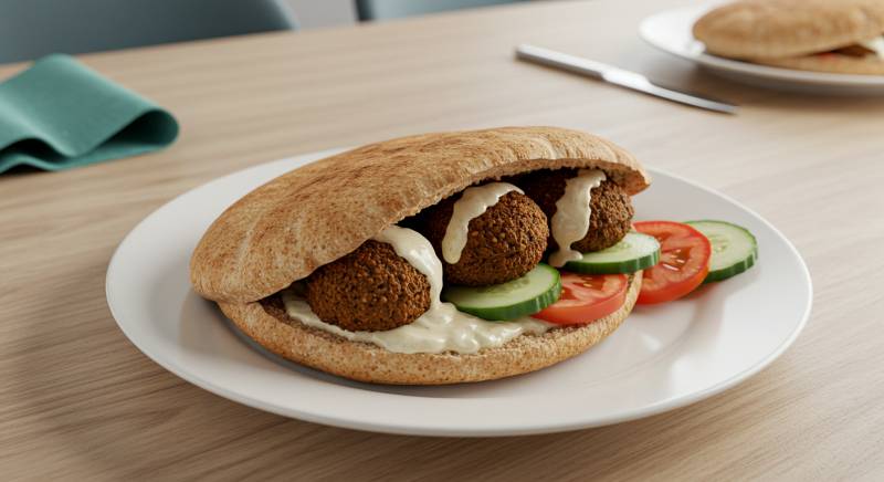 Whole Wheat Pita with Falafel