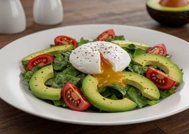 Avocado and Tomato Salad with Poached Egg