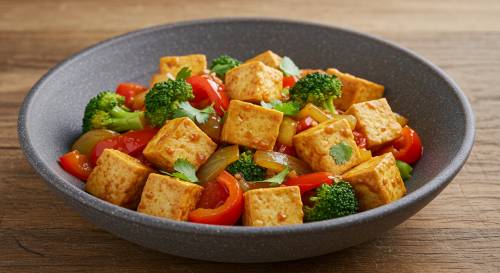Spicy Tofu Stir Fry Breakfast Bowl