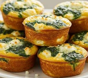 spinach and Feta Egg Muffins served in plate