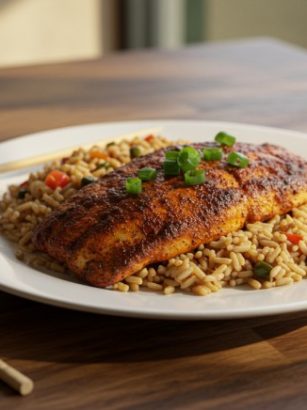 Cajun Blackened Catfish with Dirty Rice